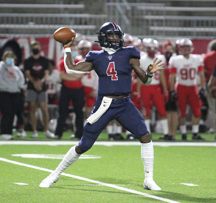 Tompkins senior quarterback Jalen Milroe is one of 25 finalists for Dave Campbell&rsquo;s Texas Football&rsquo;s Mr. Texas Football High School Player of the Year award.