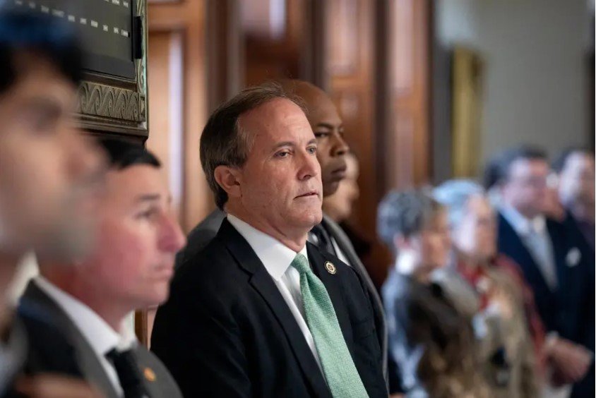 Texas Attorney General Ken Paxton attends the inauguration ceremony of Judge Michelle Slaughter at the Texas Capitol on Jan. 11, 2019. A lawsuit filed by former aides against Paxton paints the clearest picture yet about what motivated the whistleblowers to come forward against Paxton, the state&rsquo;s top legal authority, and the retribution they say they experienced after they made that report.