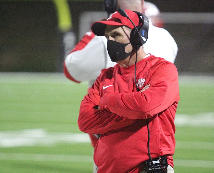 Katy High head coach Gary Joseph looks on during his team's area round playoff win over Lamar at Rhodes Stadium last month.