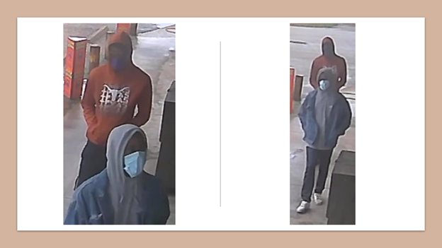 WCSO is seeking two suspects involved in the robbery of a Pattison business Jan. 22 shortly after noon. Both suspects wore face masks, but one is wearing a branded University of Texas Longhorns sweatshirt.