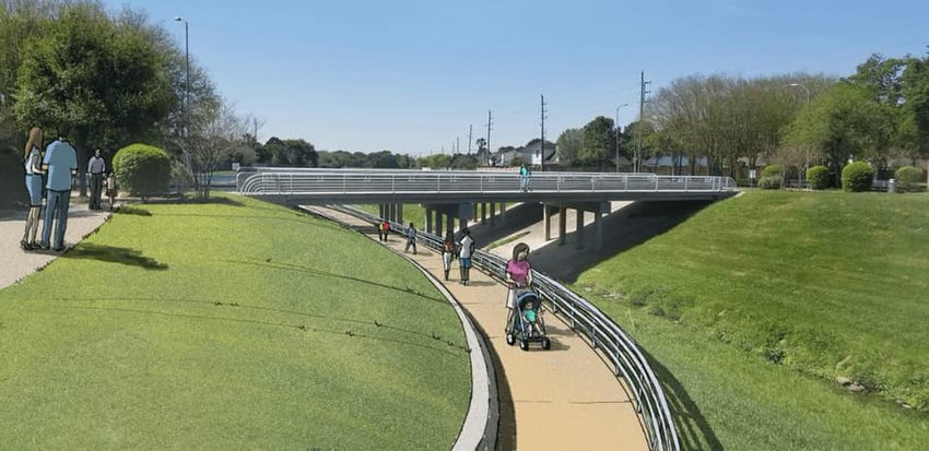 Concept art shown here indicates the general idea for the pedestrian underpass being constructed by the Willow Fork Drainage District along Westheimer Parkway near Cinco Ranch Junior High School as part of the district&rsquo;s Parks and Trails Master Plan.