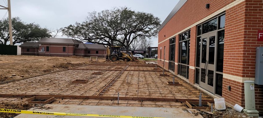 Katy City Council heard an update from LJA Engineering and city staff regarding Harvest Plaza in downtown Katy. Concrete was expected to be poured for the framed patio area behind the new Katy Civic Center the Tuesday afternoon following the meeting.