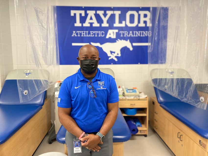 Taylor High head athletic trainer Roderick Williams poses for a photo in the Taylor athletic training room on Tuesday, March 30.