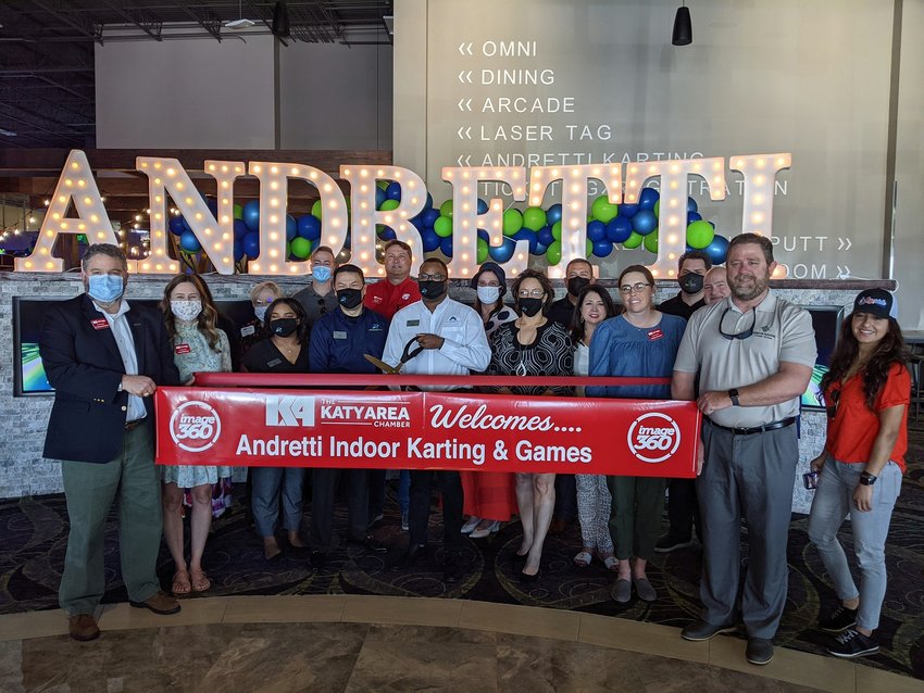 Staff at Andretti Indoor Karting &amp; Games celebrated their one-year anniversary in the Katy community by holding a ribbon cutting with the Katy Area Chamber of Commerce and a rope cutting with the Fulshear Katy Area Chamber of Commerce.