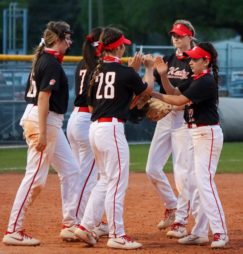 Katy High&rsquo;s softball team won its sixth straight outright district championship via 9-0 win over Taylor on Saturday, April 10.