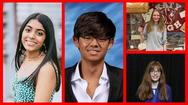 Seven Lakes High School&rsquo;s Asha Kalapatapu (left), Tompkins High School&rsquo;s Kevin Han (center), Katy High School&rsquo;s Chelsea Crow (top-right) and Taylor High School&rsquo;s Emma Hopkins (bottom-right) were among 91 Katy ISD students who earned the Advanced Placement Capstone Diploma for their academic achievements while attending the district.