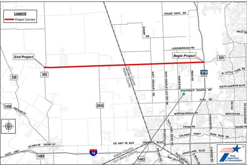 A map depicting the proposed FM 529 expansion project.