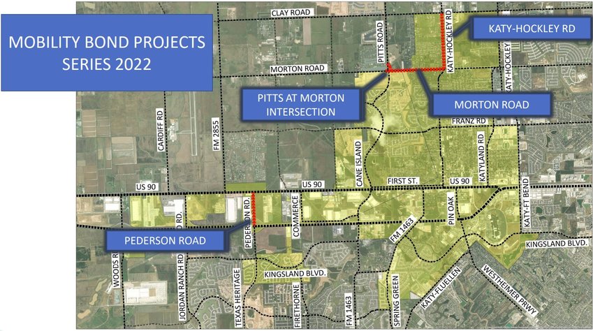 This map shows the location of four bond-supported local road projects.