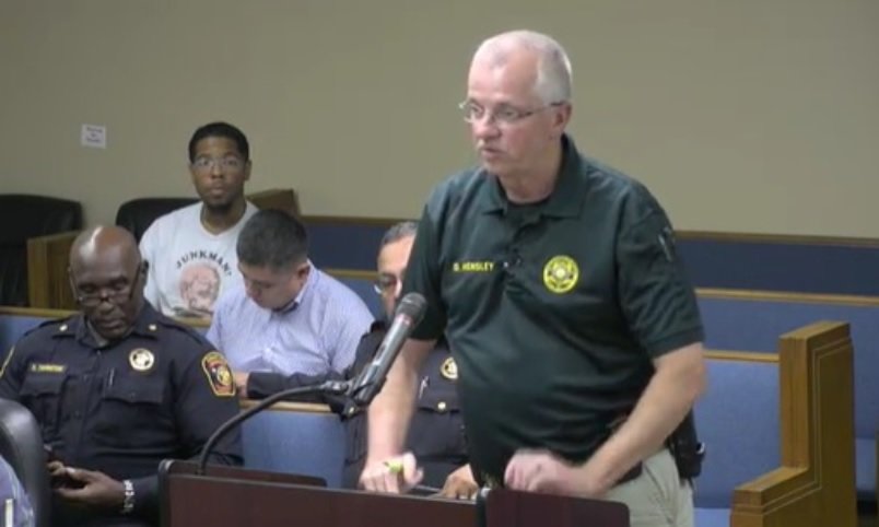 Waller County Deputy Fire Marshal Dean Hensley speaks at the June 7 Waller County Commissioners Court meeting.