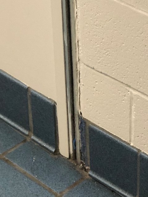 Royal Elementary School principal Ashley Cook said her campus needed significant foundation repairs. This crack in the wall is one of several such repairs that are needed.