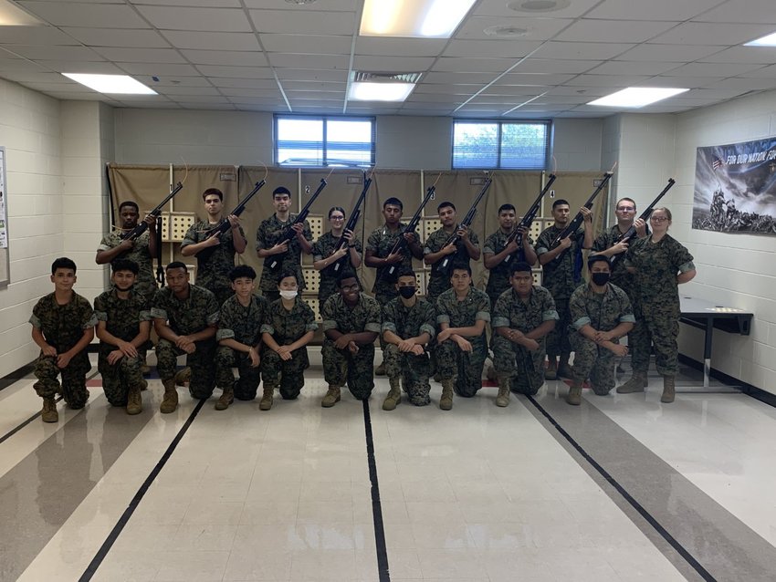 The Royal High School MCJROTC competes in the National Air Rifle League. (Royal ISD)