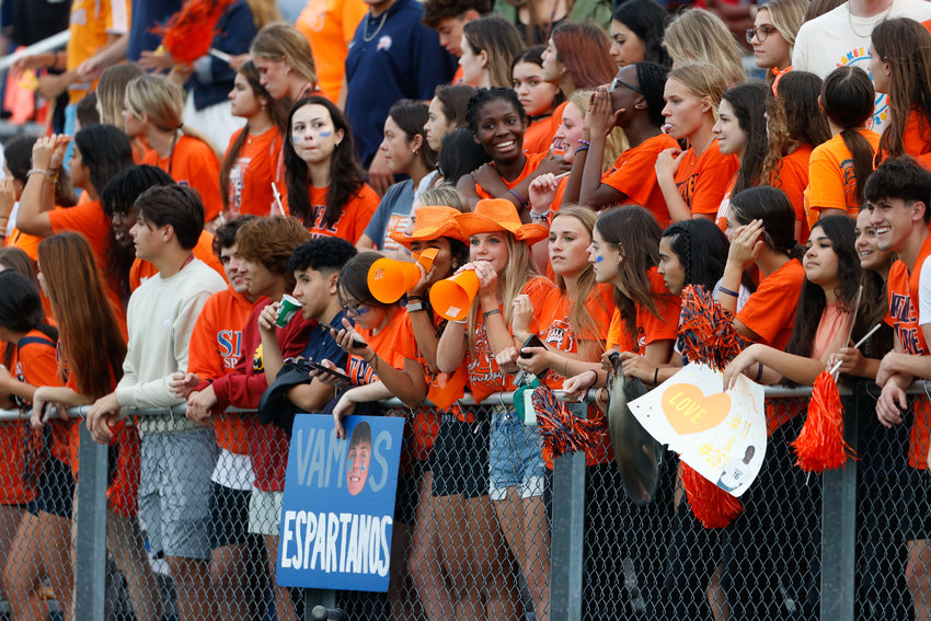 Seven Lakes students during the Class 6A boys state semifinal soccer game between Seven Lakes and Sachse on April 14, 2023 in Georgetown.