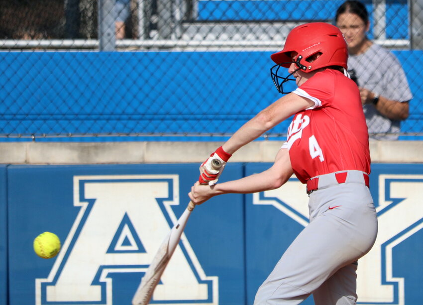 Brooke Fechner hits during Friday's game between Taylor and Katy.