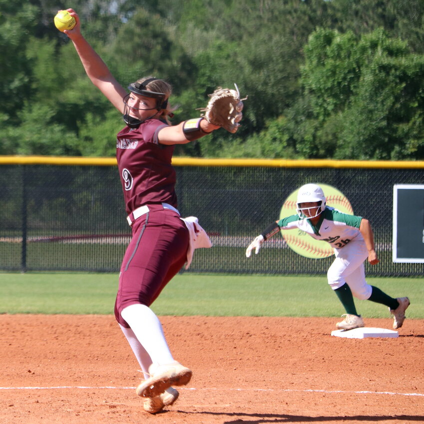 Chela Kovar pitches during Saturday's District 19-6A game between Cinco Ranch and Mayde Creek at the Mayde Creek softball field.