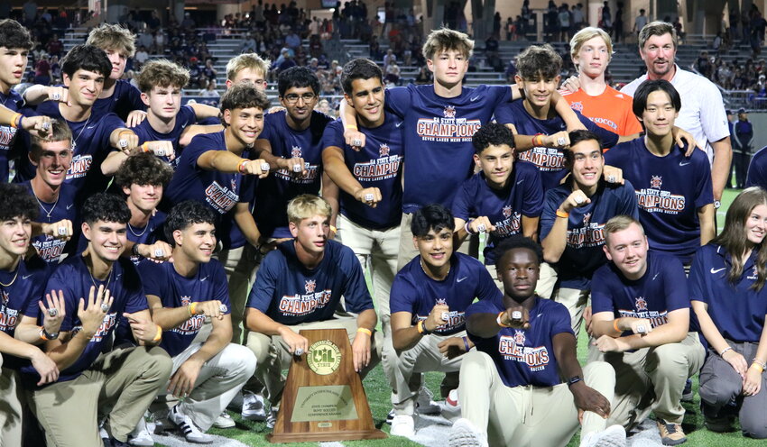 Seven Lakes state championship team poses for. photo during Thursday's ceremony.