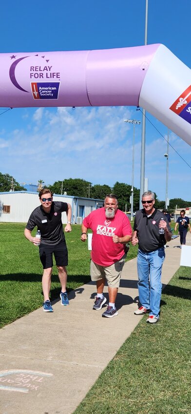 City of Katy Councilmembers (left to right) Dan Smith and Rory Robertson are &ldquo;ready to Relay&rdquo; with Katy Mayor Dusty Thiele (right) at the upcoming Relay for Life to take place at Katy City Park, 5720 Franz, on April 20th.