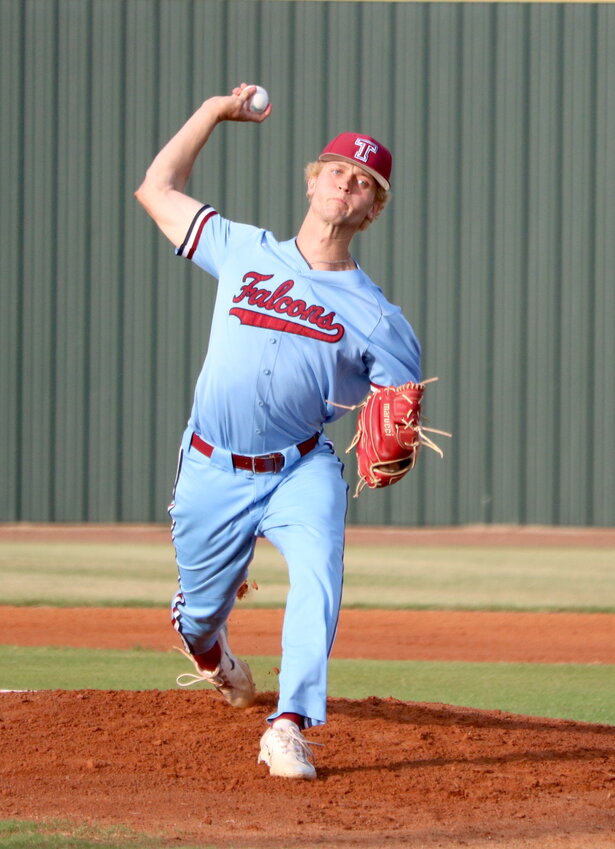 Hudson Melaerts pitches during Friday&rsquo;s area round game between Tompkins and Cy-Fair at the Tompkins baseball field.