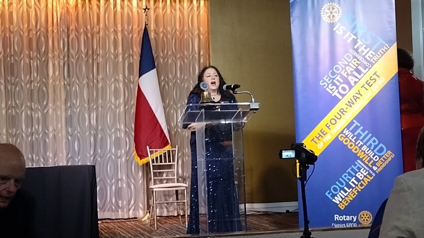 Karen Kurt of Katy performed the national anthem at Rotary International&rsquo;s District 5890 installation dinner on June 21 at the Rice Hotel in Houston.