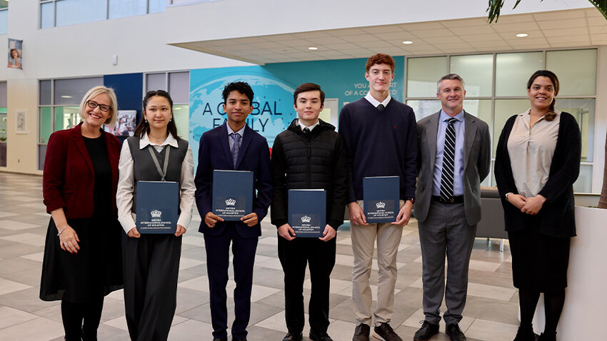 Students from the British International School of Houston, 2203 N. Westgreen Blvd. in Katy, display their Outstanding Pearson Learner Awards.