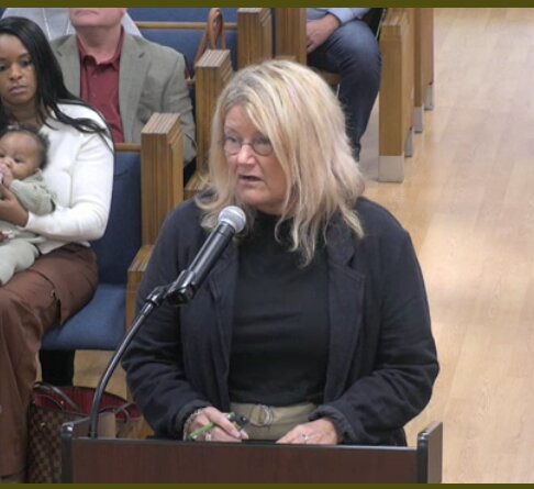 Sue Theiss, director for advanced project development for TxDOT, brings an update on the Highway 36A expansion project to Waller County Commissioners Court in Hempstead on February 18.