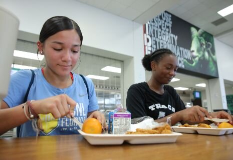 Students enjoy lunch at Mayde Creek High School as part of Katy ISD's Summer Meals program.