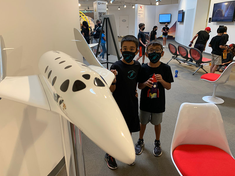 Third graders Hasan Marwan and Mark Powell were just two of 31 children, part of two classes of Monte Vista Elementary School third-graders who got to visit Spaceport America on June 4. The students are part of the Kennedy Center Partners in Education (KCPE) project which is headed by the Do&ntilde;a Ana Arts Council and Las Cruces Public Schools. The Las Cruces KCPE Team focuses on arts integration, an approach to teaching that leads students to demonstrate understanding through an art form.