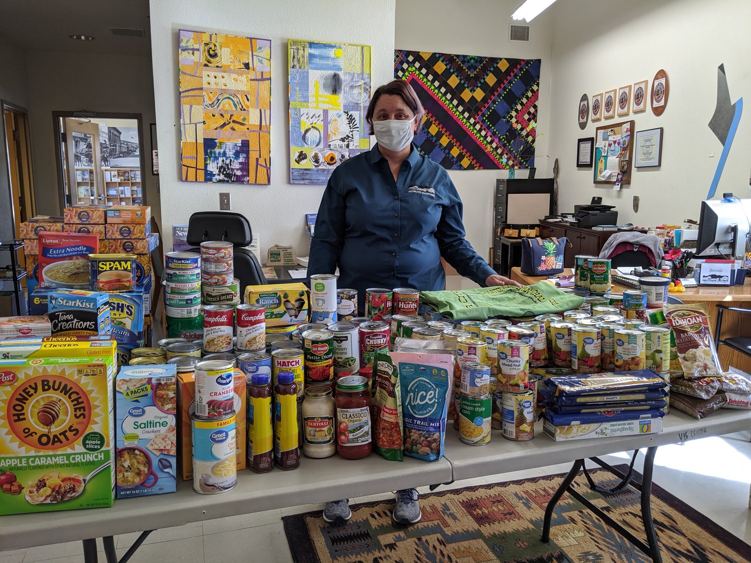 Brenda Tozier who organized the virtual fun run with the donated food. The food was shared between the Grant County Food Pantry and WNMU Food Pantry.