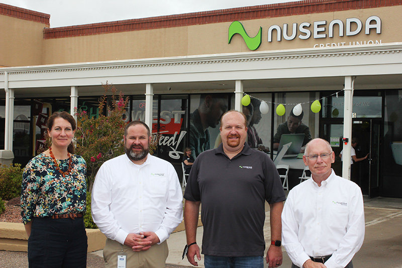 A quartet of company officers attended the Las Cruces grand opening of Nusenda Credit Union Aug. 14. They are Amy Nigrelli, chief marketing officer; Jason Anderson, chief member experience officer; Kevin Murphy, chief information officer; and Joe Christian, president and CEO.