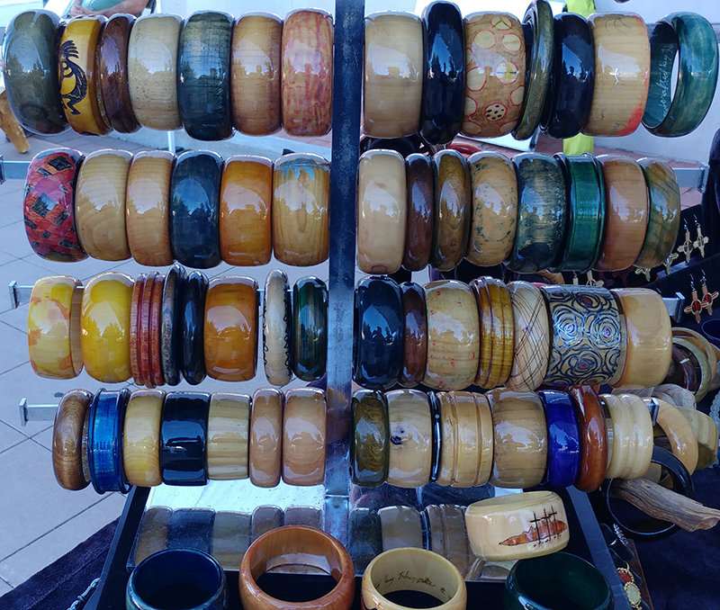 Handmade wooden bracelets are Marcella Huppke’s signature creation.