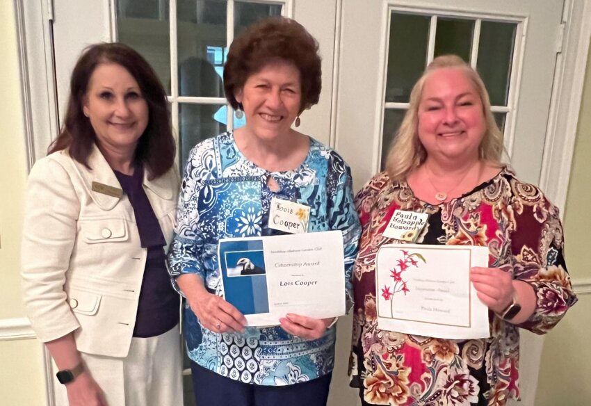 Pictured from left are Dixie Thornton, Natchez Trace District Director; Lois Cooper, recipient of the Citizenship Award, and Paula Howard, recipient of the Inspiration Award.