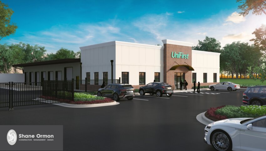 The above rendering shows what the new UniFirst uniform supply warehouse store will look like once built. Ridgeland aldermen approved the building off Cole Road on the west side of town.