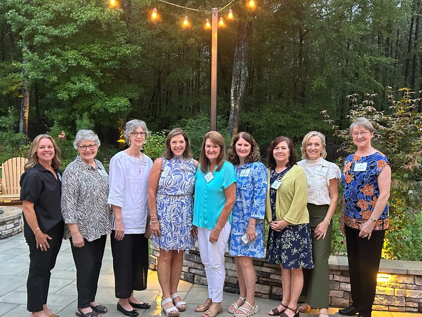 from left to right, Myriam Harris, Patricia Stanfield, Mary Jo Wicke, Sue Ellen Shepard, Janet Trotter, Debbie Lominick, Lisa Boyte, Maribeth Brannon and Susan Case