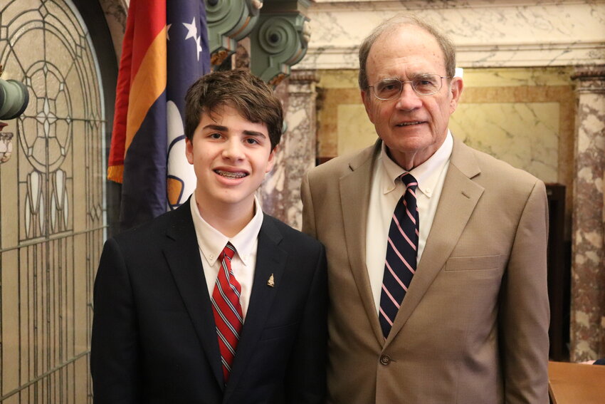 Michael is pictured with Lieutenant Governor C. Delbert Hosemann Jr., who sponsored his visit.