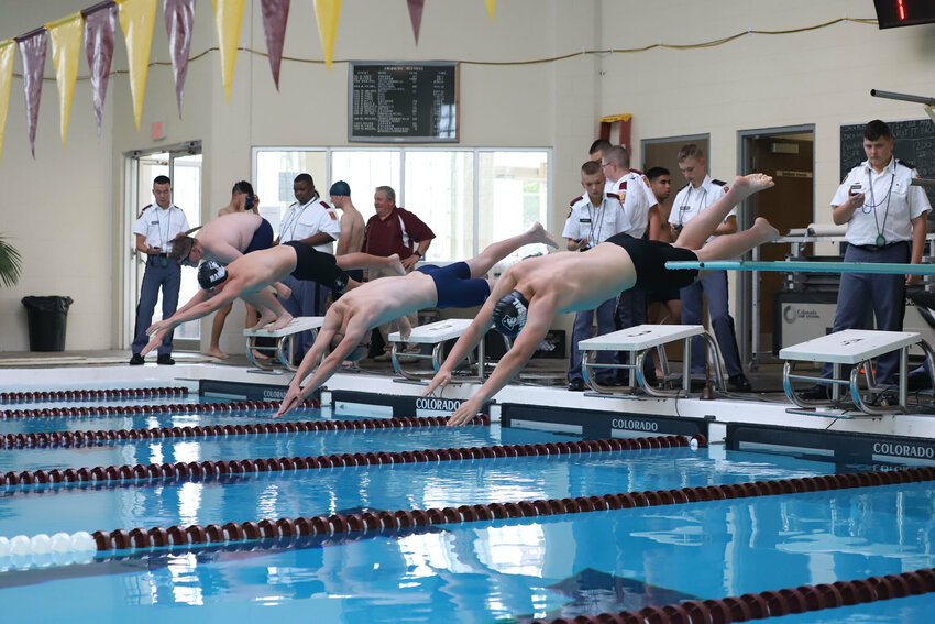 Missouri Military Academy competes in an earlier swimming meet this season.