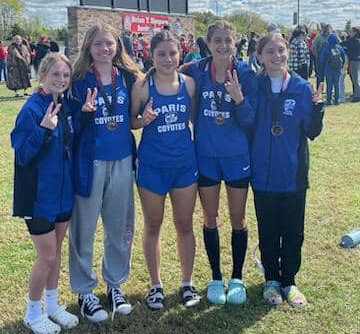 The Paris girls finished as the runner-up team on Saturday in the Brian T. Simpson Invite at Gans Creek, and Mairyn Kinnaman set the school girls record for the second time this season.