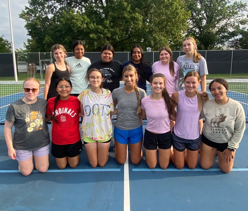 The 2024 Mexico girls tennis team includes, front row from left, Abby Ryan, Melanie Jarquin, Lucy Gleeson, Claire Hudson, Reiley Walker, Jyllian Whitworth and Baylea Porter; back row from left, Kayden Higbee, Marali Herrera-Amaya, Lea Hernandez-Sanchez, Yolitza Rodriguez-Rios, Elise Galloway and Bailey Christianson; and not pictured is Jackie Lucas.