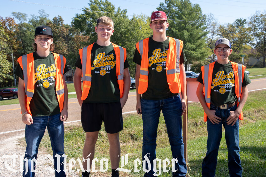 Part of the North Callaway FFA parking help were (left to right) Luke Riecke, Brodee Biggers, Liam Peck and Eli Borcherding