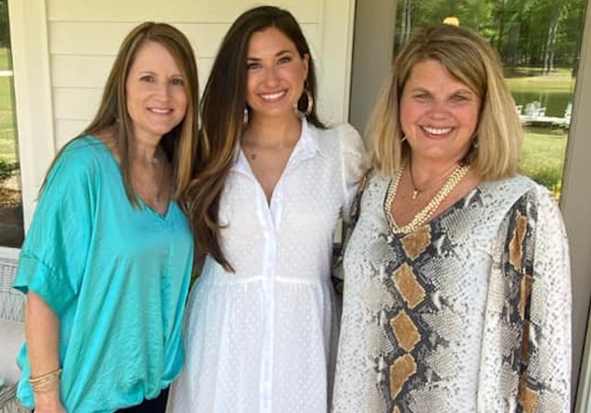 The beautiful home of Eric and Ellen Prince was the setting for a bridal shower honoring Macy Martin on Saturday morning, April 24. From left, Celeste Myatt Rhodes, Macy Martin and Carla Cox Martin.