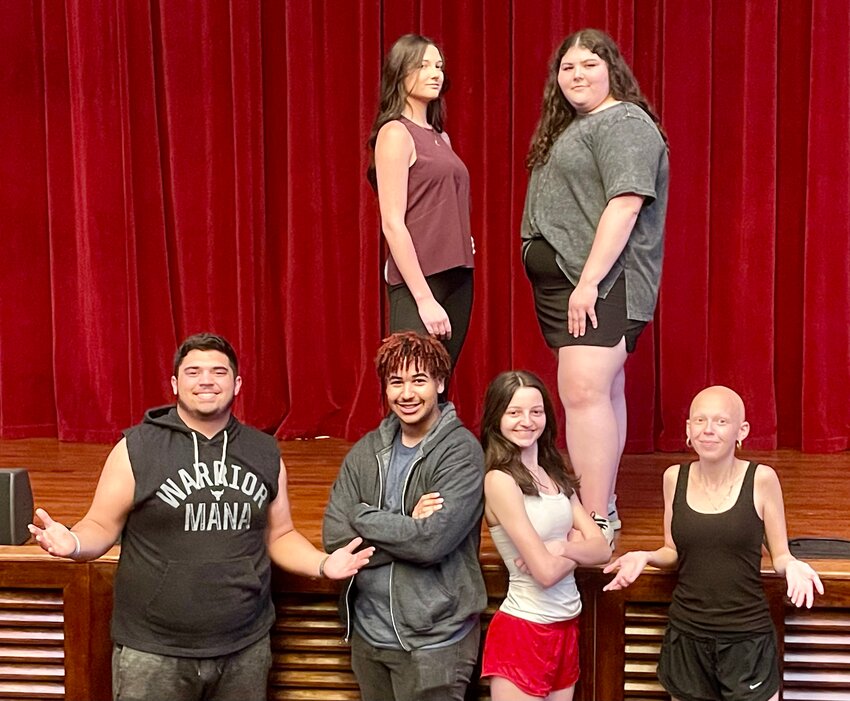 Pictured are six members of Neshoba Central's theatre group, The Rocket Troupe, who will be performing in the upcoming Lighting Thief production at the Ellis Theatre. Top, from left, are Lakynn Pickett and Abbi Baysinger (Below) Brodie Ben, Jakobe Hardy, Anna Beth Kilgore, and Anna-Kaye Bennett.
