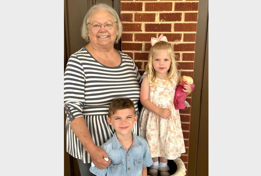 Cathy White with her great-grandchildren Jeb Grier and Gamblin Massey
