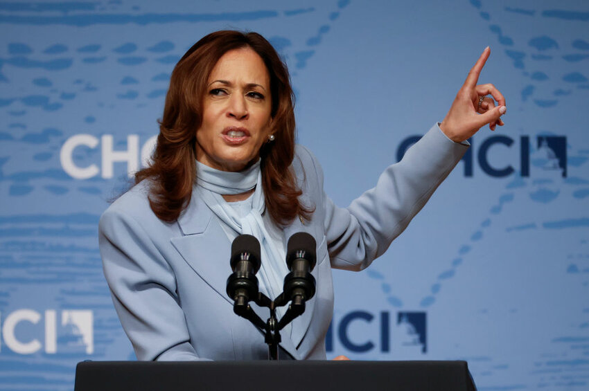 WASHINGTON, DC - SEPTEMBER 18: Democratic presidential nominee, U.S. Vice President Kamala Harris delivers remarks at the Congressional Hispanic Caucus Institute's 47th Annual Leadership Conference at the Ronald Reagan Building and International Trade Center on September 18, 2024 in Washington, DC. Harris spoke on immigration reform and border security while criticizing Republican presidential candidate former President Donald Trump's plan to carry out mass deportation of immigrants.  (Photo by Kevin Dietsch/Getty Images)