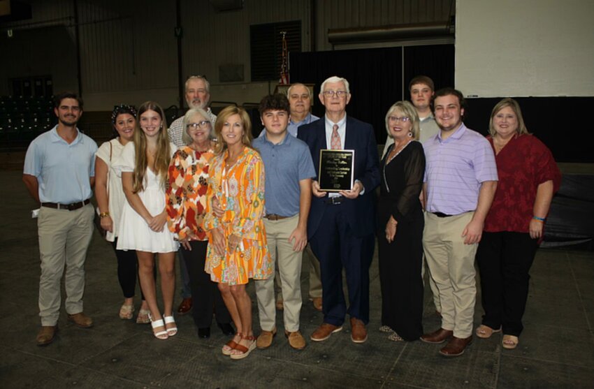 Stanley Salter was named Citizen of the Year on Monday night. Pictured are, from left, Brody Pinter, Andrea Stribling, Tatum Salter, Tate Salter, Cyndi Weldy, Whitney Vance, Porter Vance, Russell Turner, Stanley Salter, Kay Salter, Owen Daly, Barron Vance, and Gina Daly.