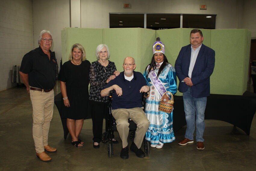 Pictured, from left, are Kent Gray, Carla Martin, Susan and Don Windham, Choctaw Indian Princess Leilani Elyse Allen, and Ben Eubanks.