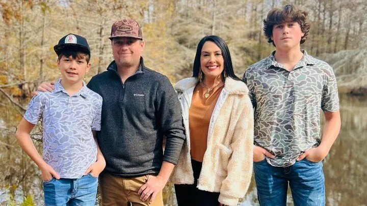 Pictured, from left, are Knox, Matt, Mary Ann, and Brayden Nicholson.