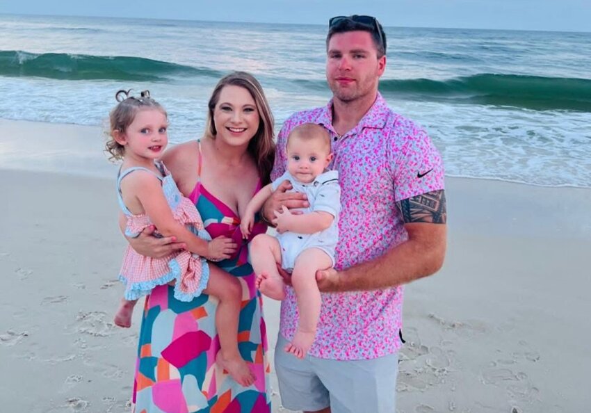 Brooke Rigdon with her husband, Taylor, and their children, Josslyn and Luke.
