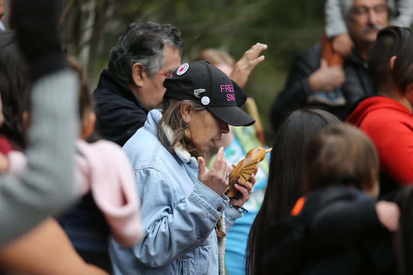 In a closing prayer, Siamel’wit, a member of the Lummi Nation, thanked the spirits of the land all of those gathered on both sides of the issue.