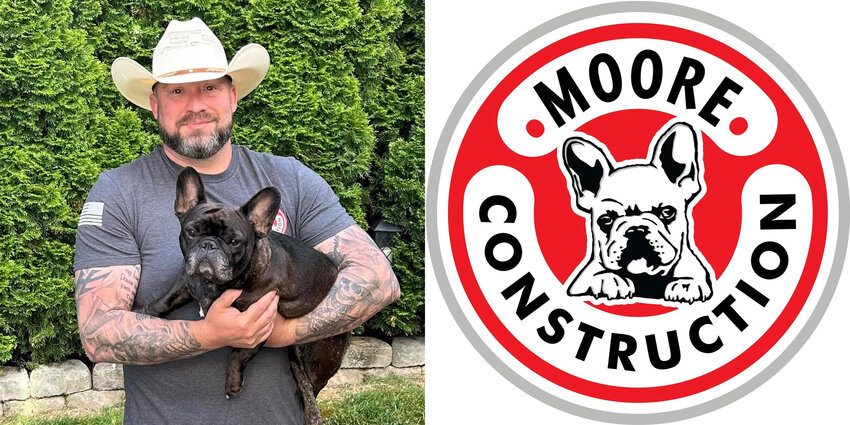 Matt Moore with Molly, the inspiration behind Moore Construction's iconic logo.