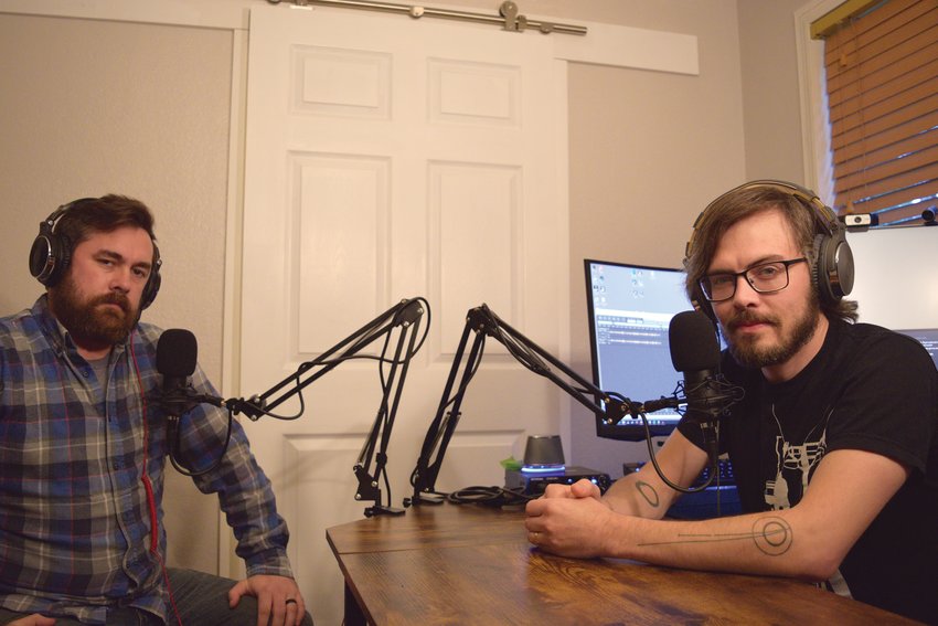 Devon Buckham and Cameron Irving-Mills, both of Port Hadlock, the writers and cast of the new fiction podcast &ldquo;Burning for Change,&rdquo; the serialized story of a journalist&rsquo;s investigation into the source of an especially destructive wildfire, now available via all typical podcast outlets.