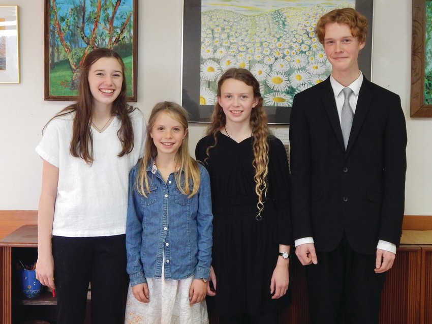 Kincaid Gould, clarinet; Aliyah Yearian-Heuberger, violin; and Zia Magill and Cora Brinton, violins, were the winners of the last PTSO Young Artist Competition.