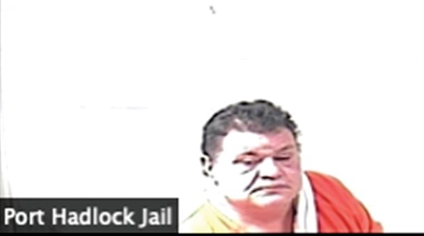 John Paul Beckmeyer appears in Jefferson County Superior Court via video from the Jefferson County Jail in Port Hadlock.